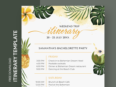 Bachelorette Itinerary Free Google Docs Template bachelor bachelorette bride doc docs document google groom itinerary marriage ms print printing program route schedule template templates wedding word