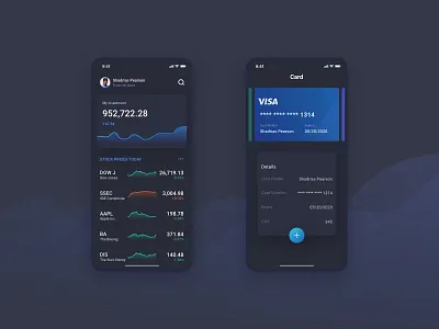 Financial dark ui financial app