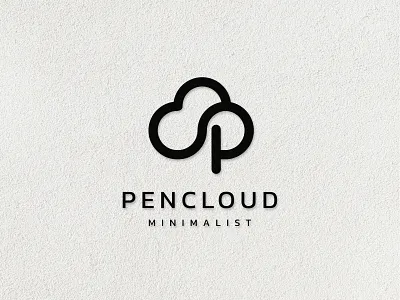 Letter P and The Cloud app brand identity branding design elegant flat icon illustration logo minimalist modern monogram simple typography vector
