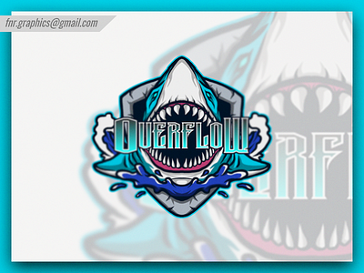 Overflow Esport Logo aggressive logo blue branding character design esport esports esports logo esports mascot esportslogo head logo head mascot illustration illustrations logo mascot mascot logo shark shark logo vector