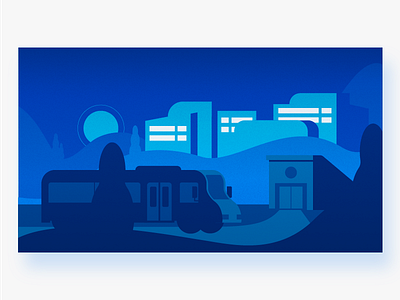Welcome blue bus city design flat graphic illustration modern simple technology urban vector