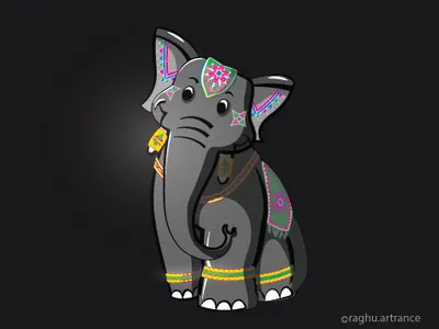 Decorated Indian Elephant artist cartoon art characterdesign concept art concept design illistration illustrator art illustrator design