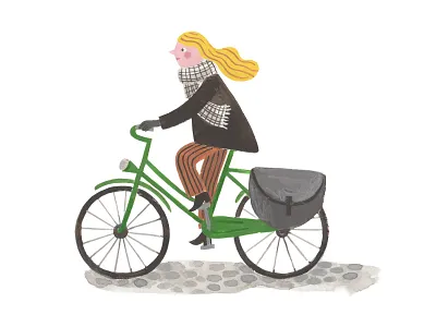 Cyclist bicycle cyclist gouache illustration painting spot illustration