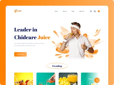 Fresh Juice Website Design beverage design daily eftiar food and drink foodie fruity healthy food homepage juice kitty uix landing page orange shop smoothie ui ux web webdesign website website design