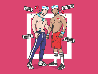 Hot sailor cute handsome hot hot sailor iiiustration lgbt line lineart love pride
