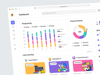 Dashboard Online Course course e book e course learning online school teacher trending ui uiux ux video web design website