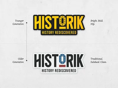 Historik Color Exploration age app brand color concept crooz media design exploration historik history identity logo mobile options sticker target audience