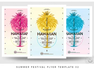 Summer Festival Flyer Template V2 beach club design event exotic flyer gradient hawaii hawaiian holiday ibiza miami minimal night party poster summer template tropical vacation