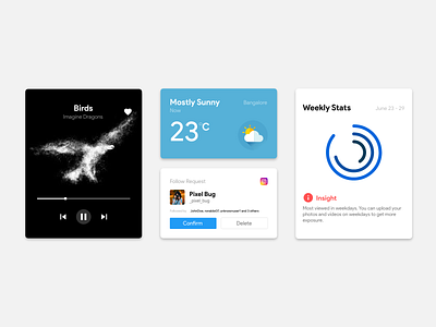 Widgets application card card design cards design graphics icon illustration interaction design mobile application mobile widgets typography ui ui design ux design vector widget widgets