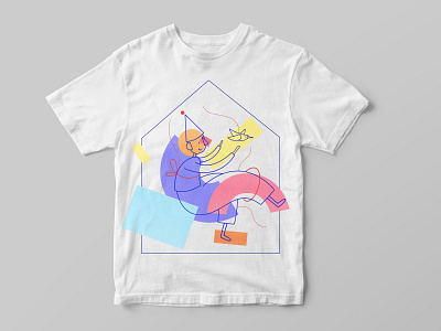 Merch t-shirt for puppet theatre bird boy clothing design design digitalart flat forms geometric guy illustration kids lineart print puppet simple textile theatre toy tshirt vector