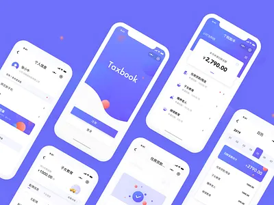 taxbook app blue and red icon illustration mini program ui ux 个税 小程序 财税