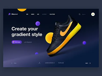 Nikeplanet Concept v.2 air concept customise design digital gradient hero interaction design landing page nike nike air nikeplanet planet sneakers ui ux web webdesign website