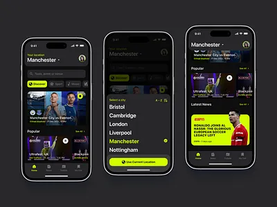 ⚽️ Eveto - Event Schedule App app app design booking booking app clean concert dark mode date event events haaland minimal mobile ui modern schedule seminar sport ticket ui uiux