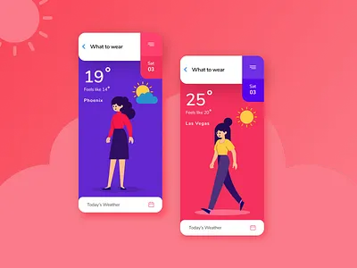 Weather iOS app app application cloths cloud fashion illustration ios mobile sun sunny typograpgy weather