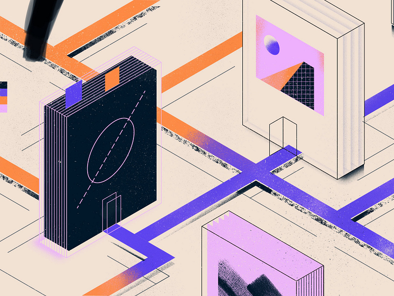 Architecture Proposal architecture books buildings halftones illustration isometric isometric illustration layout map paper plan road texture