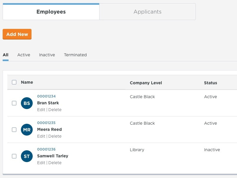 Example of Employees and Applicants