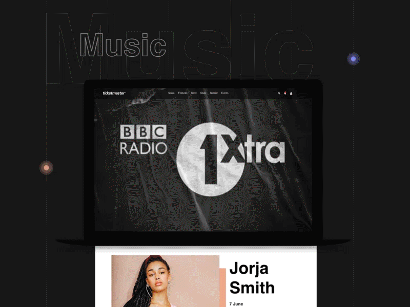 Redesign concept for Ticketmaster aftereffect animation app app animation bbc concept festival illustration interaction interface master music music app music player tauron ticket ticketmaster ui ux webdesign