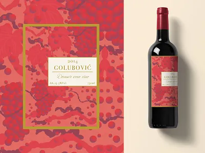 Homemade red vine 'Golubović' design graphic design illustration label desing milica golubovic packaging design packagingpro pattern red retro vine vine label vine label design visual design visual identity