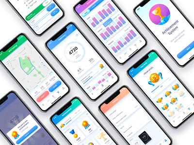 Pacer Pedometer for iOS achievement adobe adobexd counter illustrator ios map pacer pedometer photoshop settings statistics step