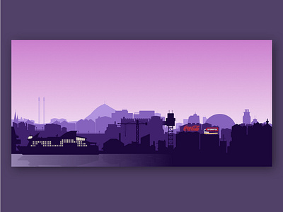Stockholm purple pill 2d city layers matrix mood neon sign purple silhouette simple sketch skyline slussen stockholm