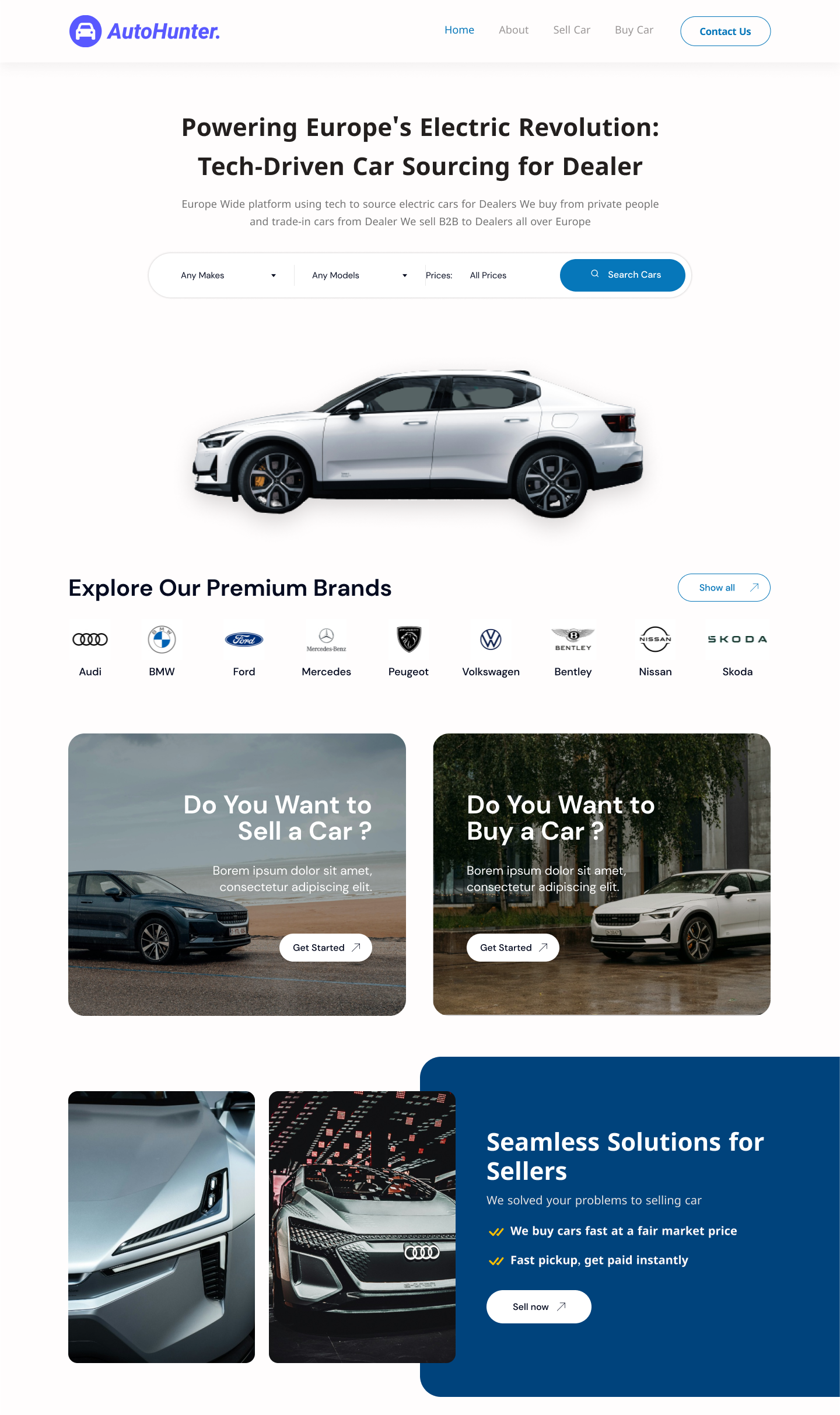 "Car Marketplace Landing Page – Buy & Sell Cars Easily" landing page ui ux web design website