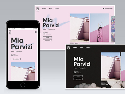 Customisable profile page for Art Aggregator Website art custom customise customised design photography profile page webdesign website design websites websitestyle