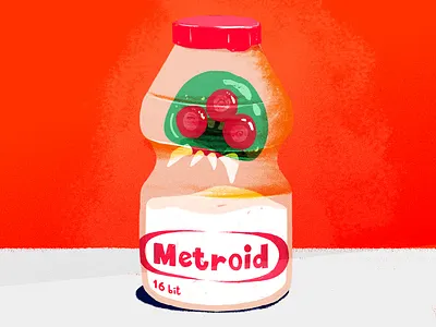 Metroid brush illustration metroid nintendo snes yakult