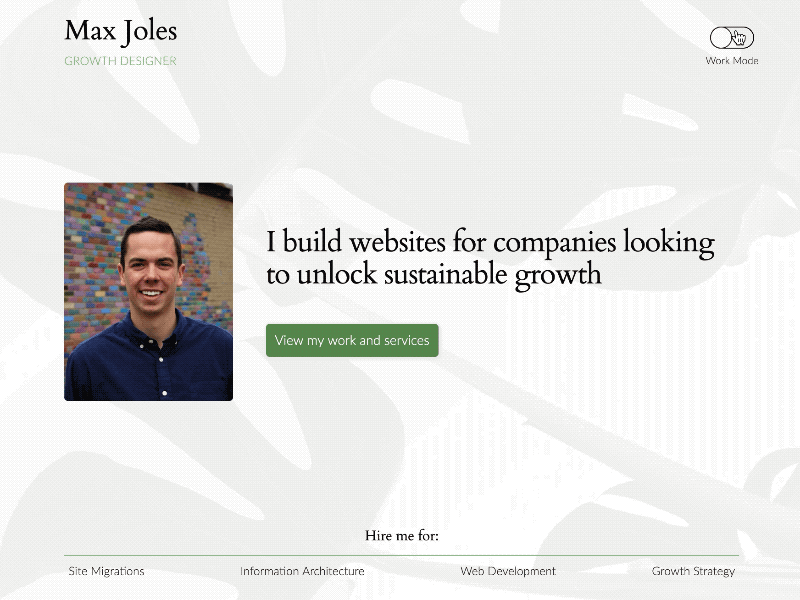 Work/Play Toggle animations webflow website website design