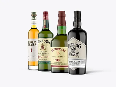 Whiskey Mockup Pack - Irish 3d bottle branding business corporate design download graphic design illustration irish label logo mock up mockup modeling packaging render whiskey whiskey and branding whisky