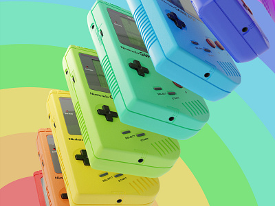 Game Boy Rainbow 3d art blender blender 3d blender3d blender3dart fanart game boy illustration nintendo product render rendering