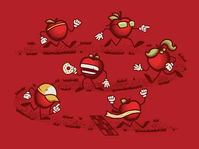 2019 Volunteer Shirt Graphic :: Hard Cider Run 5k apparel apple character design halftone illustration race run t shirt vector