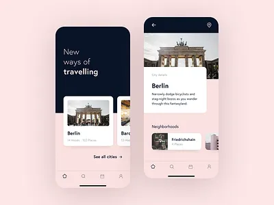 Travel App Concept app berlin card city color design detail minimal mobile photography slider tabbar travel trip ui ui design