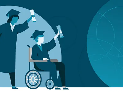 Graduation circle degree design gradient graduation graduation cap illustration illustrator people school wheelchair