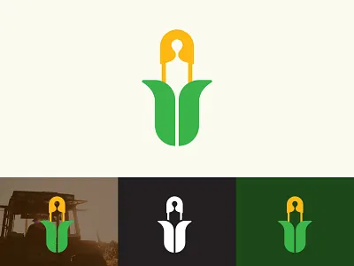 Corn + Safety Pin logo brand branding clever concept corn design farm fresh graphic green icon identity illustration logo logo design safety safety pin vector yellow
