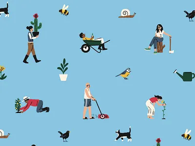 Flower Folk character digital flower folioart garden humour illustration michael parkin nature people