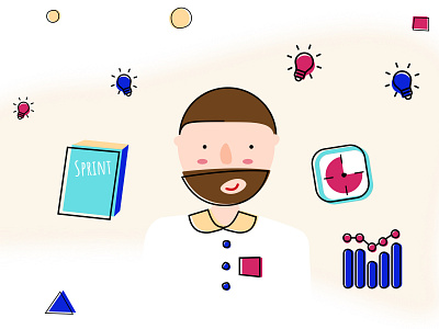2/3 Design Sprint series. book boy character character design client creativity data design sprint diagram ideas illustration light bulb man timer vector work
