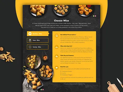 Snacks Section - ITC Master Chef branding chef dark ui design food foodie gradient logo procreator recipe sketch typography ui user interface ux vector web website
