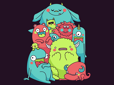 Amazed Monsters creativity cute gravit designer illustration monsters vectorart
