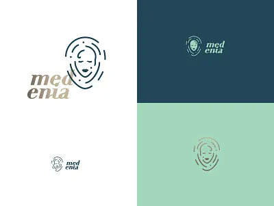 Medenia Wellness & Spa beauty face gold green identity logo skincare spa water wellness
