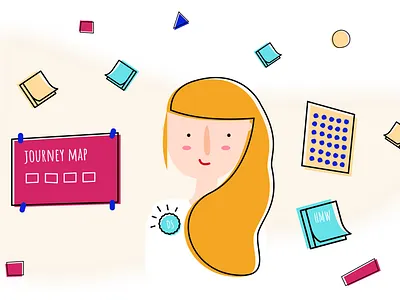 3/3 Design Sprint series. character character design client creativity design design sprint girl ideas illustration journey post its vector woman work