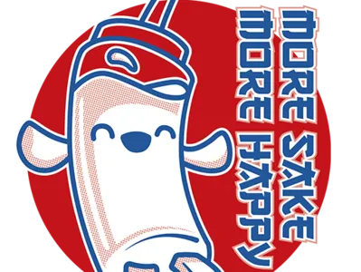 More Sake, More Happy Character Design anthropomorphic asian blue bottle cartoon character comic fun funny halftone happy happy hour humor kawaii more red sake