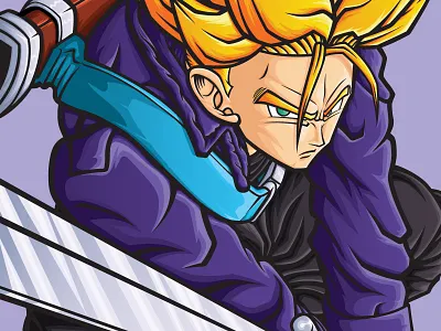 Dragon Ball Super Saiyan Trunks anime art design dragon ball dragon ball z goku illustration illustrator manga medicom poster art posters trunks vector vector art vegeta