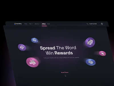 Hamtapay Affilate Page 3d affiliate bitcoin coin crypto darkmode ethereum landing tether