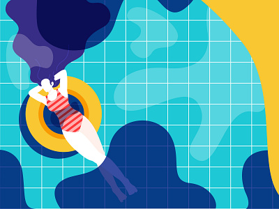 Woman and swimming pool for Summer illustration banner flat illustration header homepage illustration landingpage poster summer uiux web