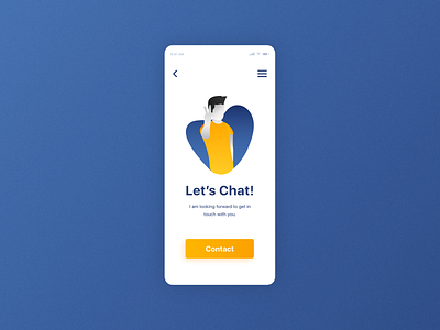 ✌🏻 Illustration | Contact Screen adobexd app blue colorful dailyui dailyui 028 dailyuichallenge design illustration madewithxd minimalistic mobile orange typography ui ui design ux ux design vector web
