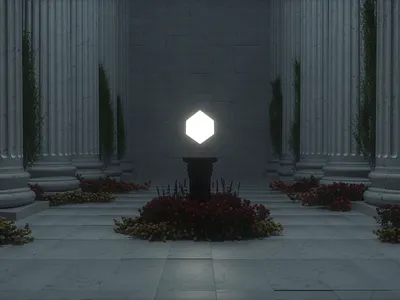 Greek hall 3d art c4d design render