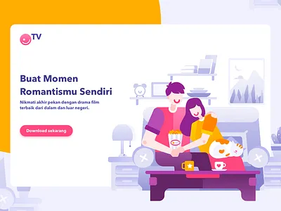 Tv Illustration v.01 design ecommerce homepage illustration intro onboard romance service tv app website