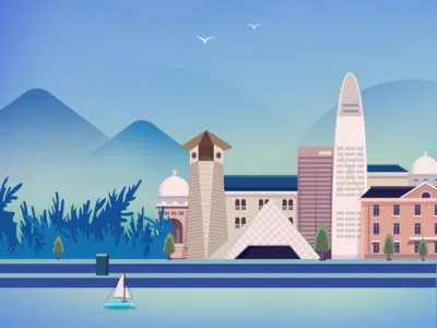 City 城市插画 山 扁平插画 插图 设计