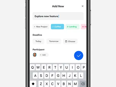 New Task app blue deadline design input ios iphone iran manager managment minimal new project tag task white
