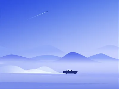 Running wildly2 山 扁平插画 插图 汽车 设计